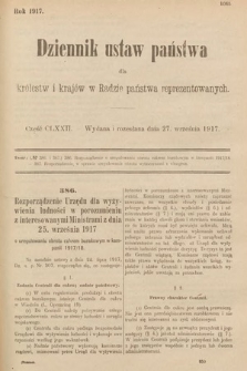 Dziennik Ustaw Państwa dla Królestw i Krajów w Radzie Państwa Reprezentowanych. 1917, cz. 172
