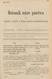 Dziennik Ustaw Państwa dla Królestw i Krajów w Radzie Państwa Reprezentowanych. 1917, cz. 189