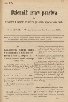 Dziennik Ustaw Państwa dla Królestw i Krajów w Radzie Państwa Reprezentowanych. 1917, cz. 198