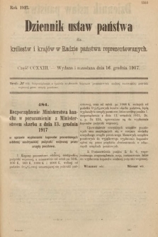 Dziennik Ustaw Państwa dla Królestw i Krajów w Radzie Państwa Reprezentowanych. 1917, cz. 223