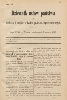 Dziennik Ustaw Państwa dla Królestw i Krajów w Radzie Państwa Reprezentowanych. 1915, cz. 71