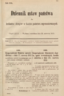 Dziennik Ustaw Państwa dla Królestw i Krajów w Radzie Państwa Reprezentowanych. 1915, cz. 80