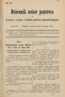 Dziennik Ustaw Państwa dla Królestw i Krajów w Radzie Państwa Reprezentowanych. 1915, cz. 105