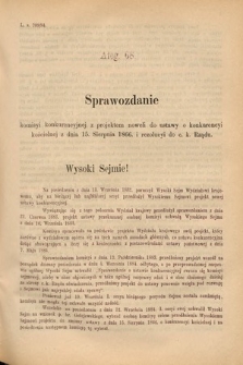 [Kadencja V, sesja II, al. 68] Alegata do Sprawozdań Stenograficznych z Drugiej Sesyi Piątego Peryodu Sejmu Krajowego Królestwa Galicyi i Lodomeryi Wraz z Wielkiem Księstwem Krakowskiem z roku 1884. Alegat 68