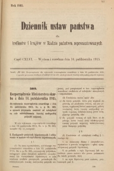 Dziennik Ustaw Państwa dla Królestw i Krajów w Radzie Państwa Reprezentowanych. 1915, cz. 146