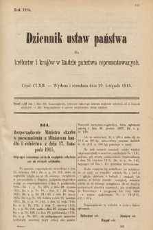 Dziennik Ustaw Państwa dla Królestw i Krajów w Radzie Państwa Reprezentowanych. 1915, cz. 162