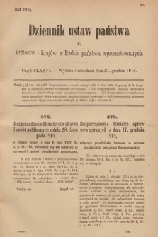 Dziennik Ustaw Państwa dla Królestw i Krajów w Radzie Państwa Reprezentowanych. 1915, cz. 176