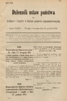 Dziennik Ustaw Państwa dla Królestw i Krajów w Radzie Państwa Reprezentowanych. 1915, cz. 180