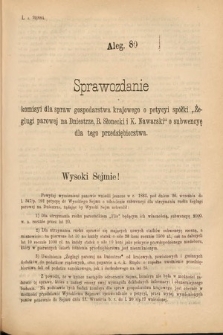 [Kadencja V, sesja II, al. 80] Alegata do Sprawozdań Stenograficznych z Drugiej Sesyi Piątego Peryodu Sejmu Krajowego Królestwa Galicyi i Lodomeryi Wraz z Wielkiem Księstwem Krakowskiem z roku 1884. Alegat 80