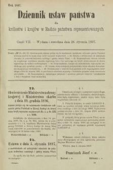 Dziennik Ustaw Państwa dla Królestw i Krajów w Radzie Państwa Reprezentowanych. 1897, nr 7
