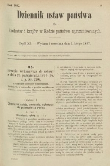 Dziennik Ustaw Państwa dla Królestw i Krajów w Radzie Państwa Reprezentowanych. 1897, nr 11