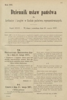 Dziennik Ustaw Państwa dla Królestw i Krajów w Radzie Państwa Reprezentowanych. 1897, nr 23
