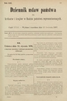 Dziennik Ustaw Państwa dla Królestw i Krajów w Radzie Państwa Reprezentowanych. 1897, nr 31