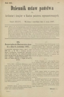 Dziennik Ustaw Państwa dla Królestw i Krajów w Radzie Państwa Reprezentowanych. 1897, nr 36