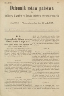 Dziennik Ustaw Państwa dla Królestw i Krajów w Radzie Państwa Reprezentowanych. 1897, nr 41