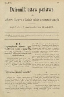 Dziennik Ustaw Państwa dla Królestw i Krajów w Radzie Państwa Reprezentowanych. 1897, nr 42