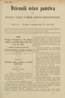 Dziennik Ustaw Państwa dla Królestw i Krajów w Radzie Państwa Reprezentowanych. 1897, nr 52