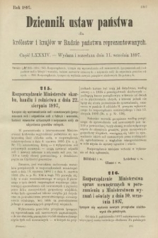 Dziennik Ustaw Państwa dla Królestw i Krajów w Radzie Państwa Reprezentowanych. 1897, nr 84