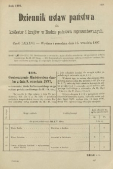 Dziennik Ustaw Państwa dla Królestw i Krajów w Radzie Państwa Reprezentowanych. 1897, nr 86