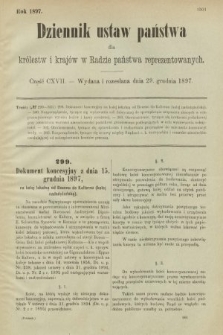 Dziennik Ustaw Państwa dla Królestw i Krajów w Radzie Państwa Reprezentowanych. 1897, nr 117