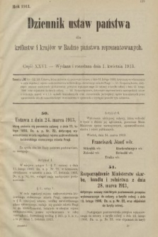 Dziennik Ustaw Państwa dla Królestw i Krajów w Radzie Państwa Reprezentowanych. 1913, nr 26
