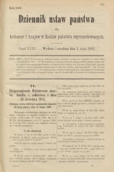 Dziennik Ustaw Państwa dla Królestw i Krajów w Radzie Państwa Reprezentowanych. 1913, nr 35