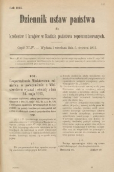 Dziennik Ustaw Państwa dla Królestw i Krajów w Radzie Państwa Reprezentowanych. 1913, nr 44