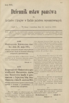 Dziennik Ustaw Państwa dla Królestw i Krajów w Radzie Państwa Reprezentowanych. 1913, nr 50