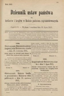 Dziennik Ustaw Państwa dla Królestw i Krajów w Radzie Państwa Reprezentowanych. 1913, nr 56