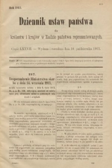 Dziennik Ustaw Państwa dla Królestw i Krajów w Radzie Państwa Reprezentowanych. 1913, nr 77