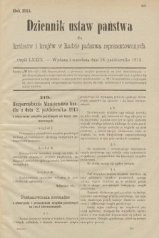 Dziennik Ustaw Państwa dla Królestw i Krajów w Radzie Państwa Reprezentowanych. 1913, nr 79