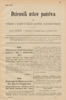 Dziennik Ustaw Państwa dla Królestw i Krajów w Radzie Państwa Reprezentowanych. 1913, nr 89