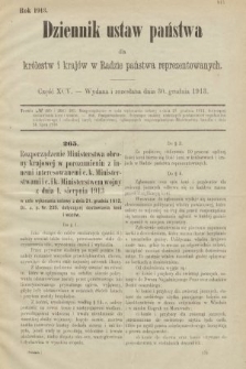 Dziennik Ustaw Państwa dla Królestw i Krajów w Radzie Państwa Reprezentowanych. 1913, nr 95