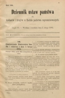 Dziennik Ustaw Państwa dla Królestw i Krajów w Radzie Państwa Reprezentowanych. 1904, nr 6