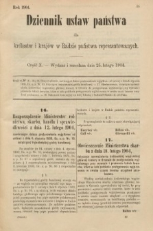 Dziennik Ustaw Państwa dla Królestw i Krajów w Radzie Państwa Reprezentowanych. 1904, nr 10