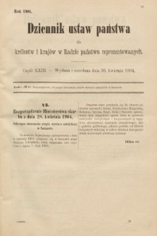 Dziennik Ustaw Państwa dla Królestw i Krajów w Radzie Państwa Reprezentowanych. 1904, nr 23