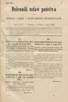 Dziennik Ustaw Państwa dla Królestw i Krajów w Radzie Państwa Reprezentowanych. 1904, nr 24