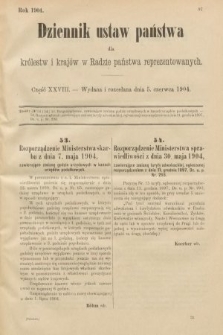 Dziennik Ustaw Państwa dla Królestw i Krajów w Radzie Państwa Reprezentowanych. 1904, nr 28