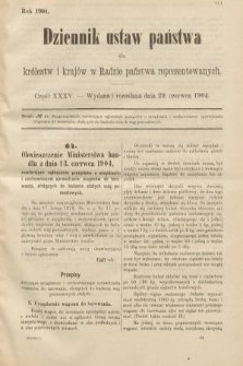 Dziennik Ustaw Państwa dla Królestw i Krajów w Radzie Państwa Reprezentowanych. 1904, nr 35