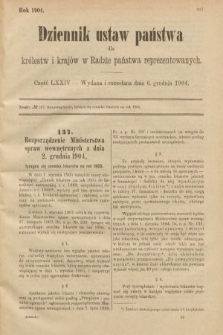 Dziennik Ustaw Państwa dla Królestw i Krajów w Radzie Państwa Reprezentowanych. 1904, nr 74