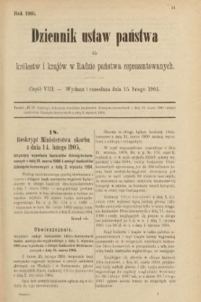 Dziennik Ustaw Państwa dla Królestw i Krajów w Radzie Państwa Reprezentowanych. 1905, nr 8