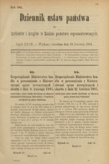 Dziennik Ustaw Państwa dla Królestw i Krajów w Radzie Państwa Reprezentowanych. 1905, nr 27