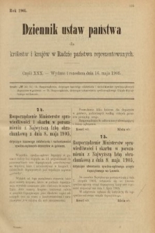 Dziennik Ustaw Państwa dla Królestw i Krajów w Radzie Państwa Reprezentowanych. 1905, nr 30