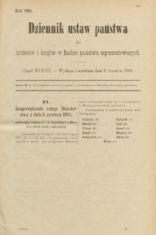 Dziennik Ustaw Państwa dla Królestw i Krajów w Radzie Państwa Reprezentowanych. 1905, nr 37