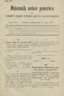 Dziennik Ustaw Państwa dla Królestw i Krajów w Radzie Państwa Reprezentowanych. 1918, nr 24