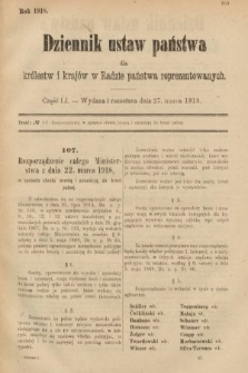 Dziennik Ustaw Państwa dla Królestw i Krajów w Radzie Państwa Reprezentowanych. 1918, nr 51
