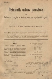 Dziennik Ustaw Państwa dla Królestw i Krajów w Radzie Państwa Reprezentowanych. 1918, nr 55
