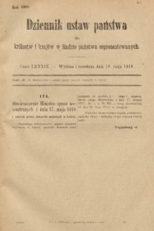 Dziennik Ustaw Państwa dla Królestw i Krajów w Radzie Państwa Reprezentowanych. 1918, nr 89