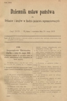 Dziennik Ustaw Państwa dla Królestw i Krajów w Radzie Państwa Reprezentowanych. 1918, nr 93