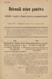 Dziennik Ustaw Państwa dla Królestw i Krajów w Radzie Państwa Reprezentowanych. 1918, nr 96